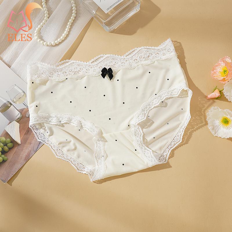 Polka Dot Pure Cotton Panties for Women Retro Cute Lace Trim Pure Cotton Crotchunderwear Soft and Breathable Underpants Hip-hugging Briefs for Women