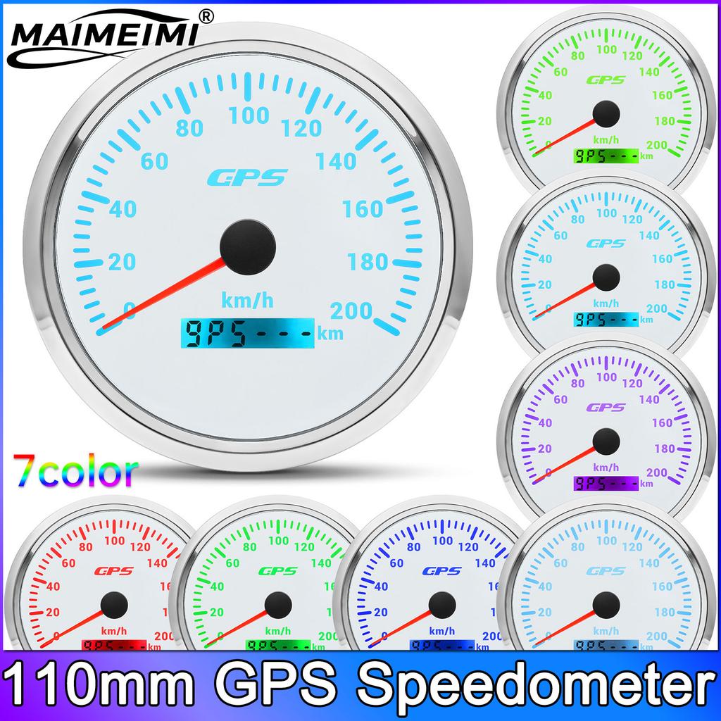 110MM 120KMH Speed Gauge Auto Gauge GPS Speedometer With GPS Antenna 7 Colors Backlight Universal for Car Boat Marine 12V 24V