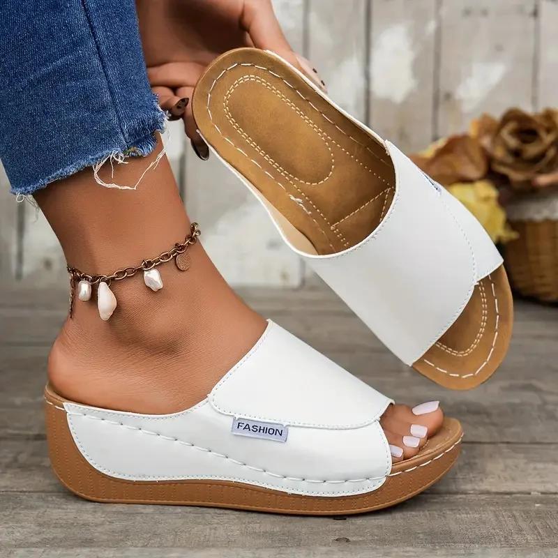Fashion 2025 Women Slippers Comfortable Luxury Slippers Footwear Casual Summer Anti-slip Women Shoes Heeled Wedges Sandals Slides Women