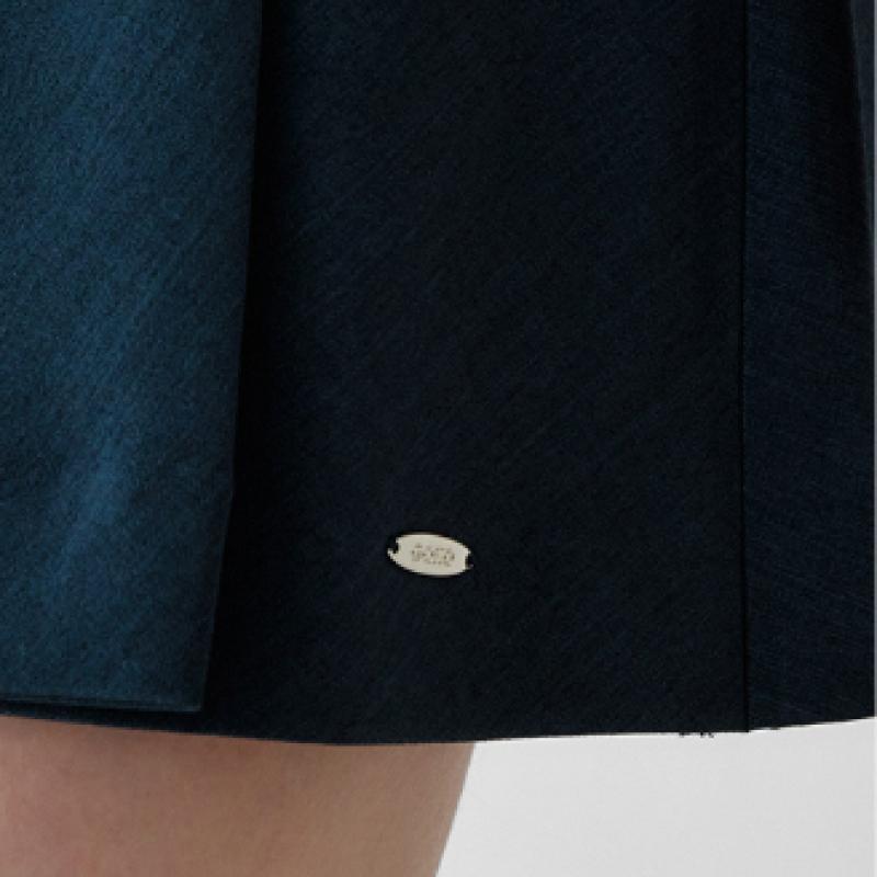 Goxo Flap Pleated Skirt Indigo