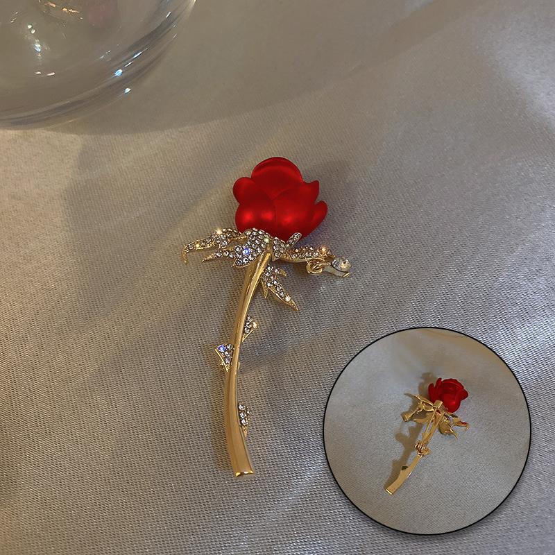 1PC Pins Diamond Studded Brooch Rose Elegant Retro Fashion Clothing Accessories