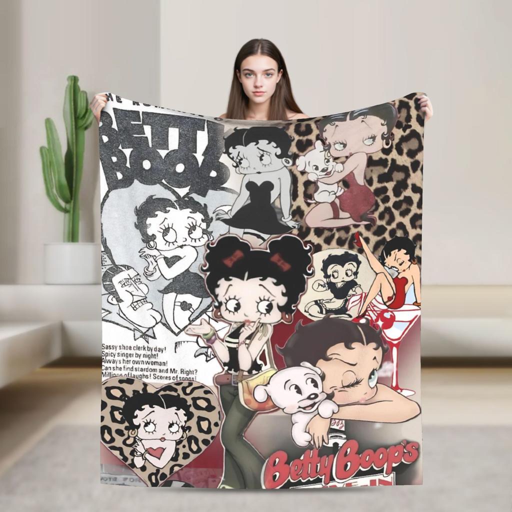B-Bettys Boops Throw Blanket for Couch Soft Fuzzy Plush Blanket 50x60 Inch Multi-size Bedspread for All Seasons
