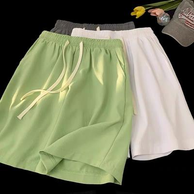 Новые летние повседневные универсальные шорты из быстросохнущего ледяного шелка для женщин, свободные и лениво спускающиеся широкие брюки