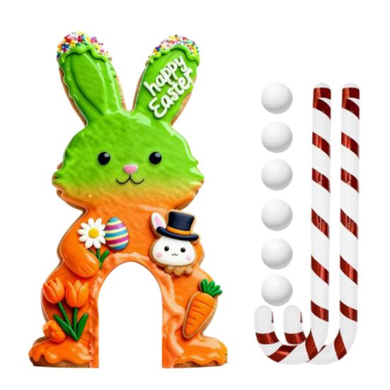 Набор для игры в пасхальный гольф Мини-трасса с кроликом, клюшка в виде леденца и мячи Забавная игра для вечеринки в помещении и на улице для детей, взрослых, семейное собрание, декор комнаты