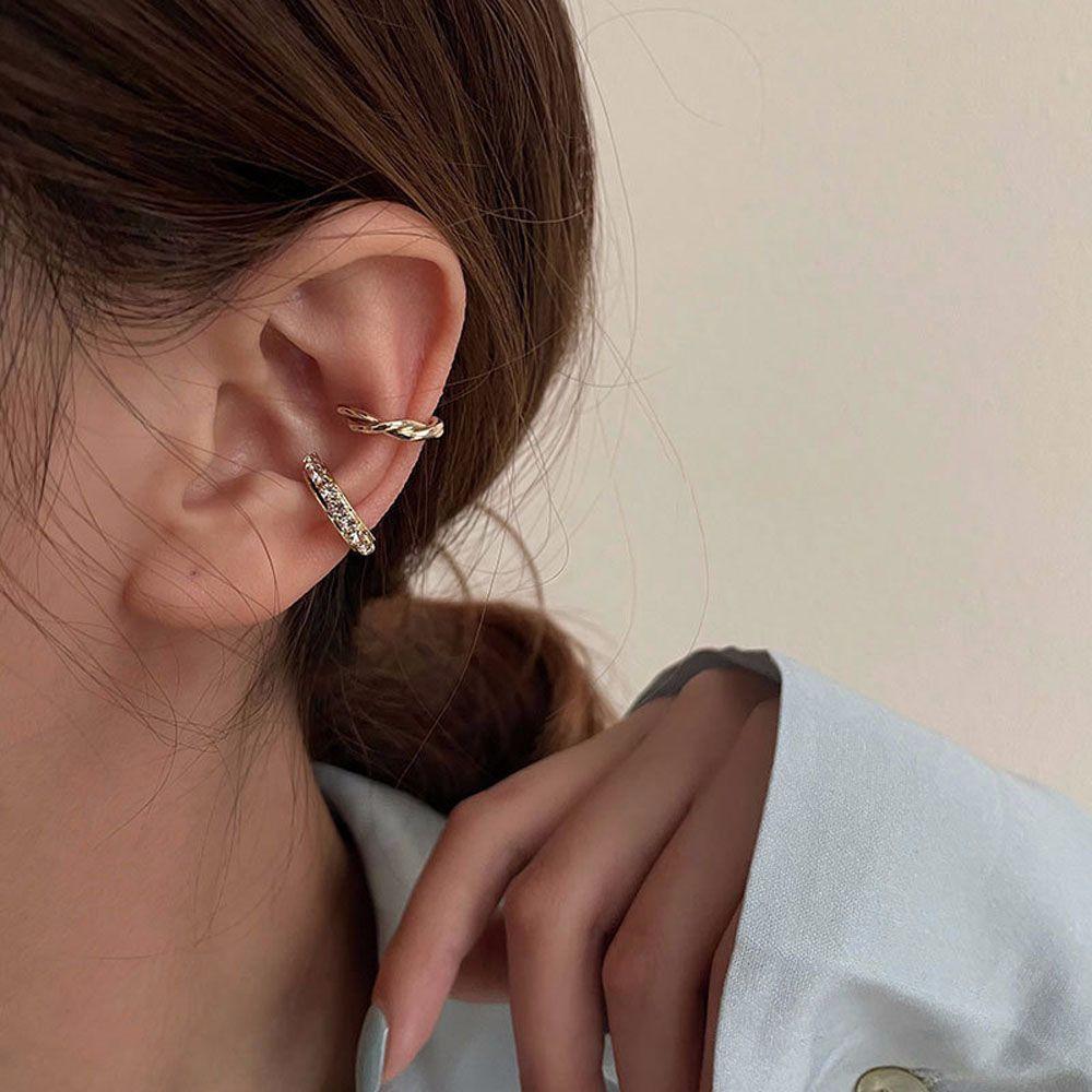 Ear Hole Chain Zinc Zinc Alloy Rhinestone  Hoop Earrings Cartilage Stud Ear Bone Clip Earring Ear Clip