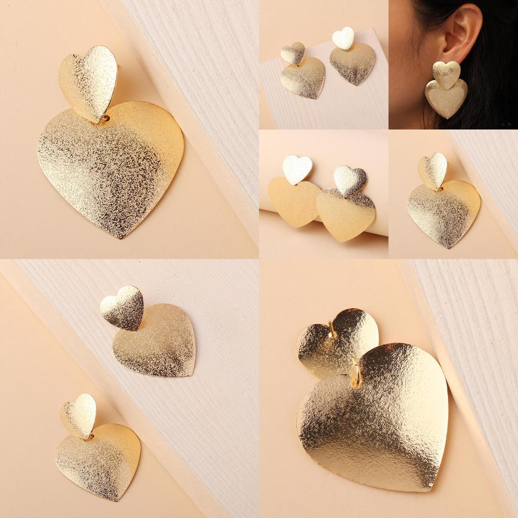 Fashion Gold Metal Women's Casual Heart-shaped Design Earrings For Special Occasions Gift