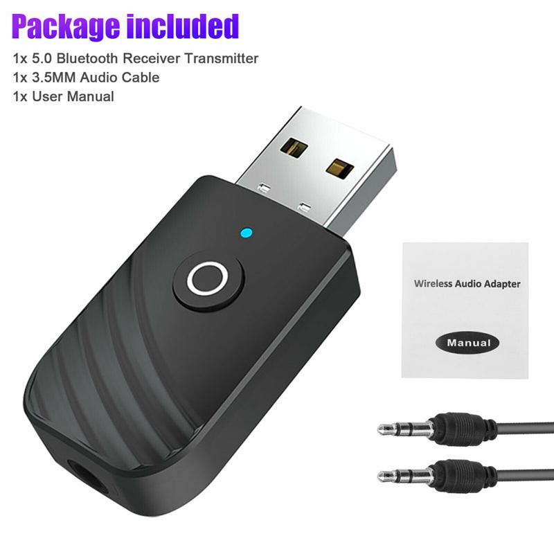 Беспроводной USB-совместимый с Bluetooth 5.0 аудиоприемник-передатчик 2-в-1 автомобильный Bluetooth-совместимый