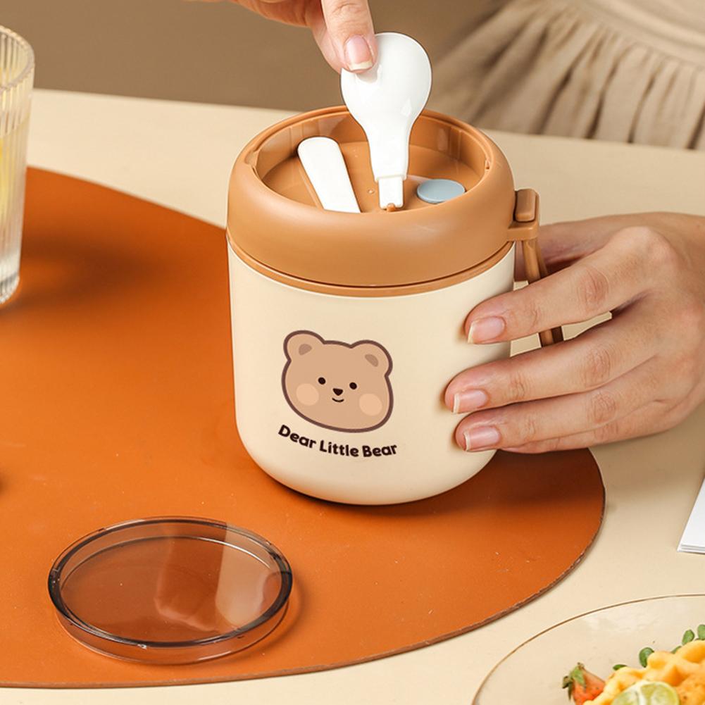 Термос из нержавеющей стали, портативные герметичные контейнеры для закусок со складной ложкой для использования на открытом воздухе, легкая бутылка для хранения