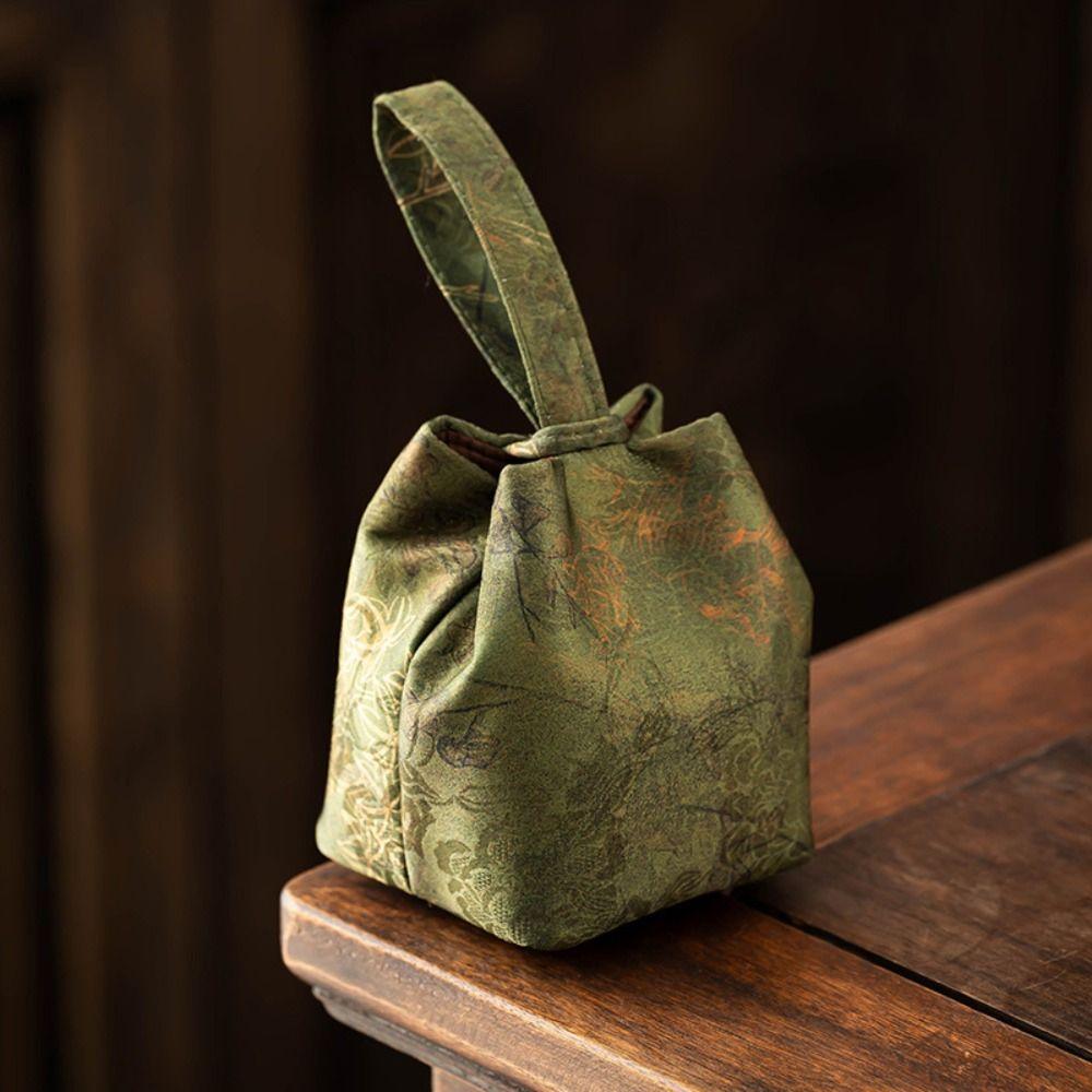 Chinese Style Teaware Storage Bag Print Small Item Pouch Teacup Drawstring Cloth Pouch Festival