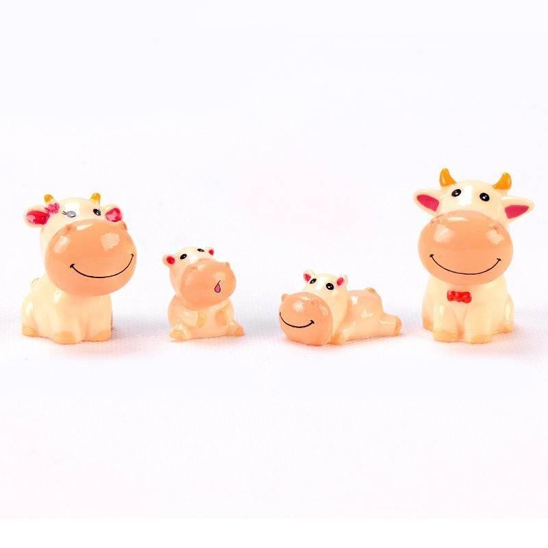 Adorable Resin Diy Miniature Zodiac Ox Figurine Cartoon Style Home Decor
