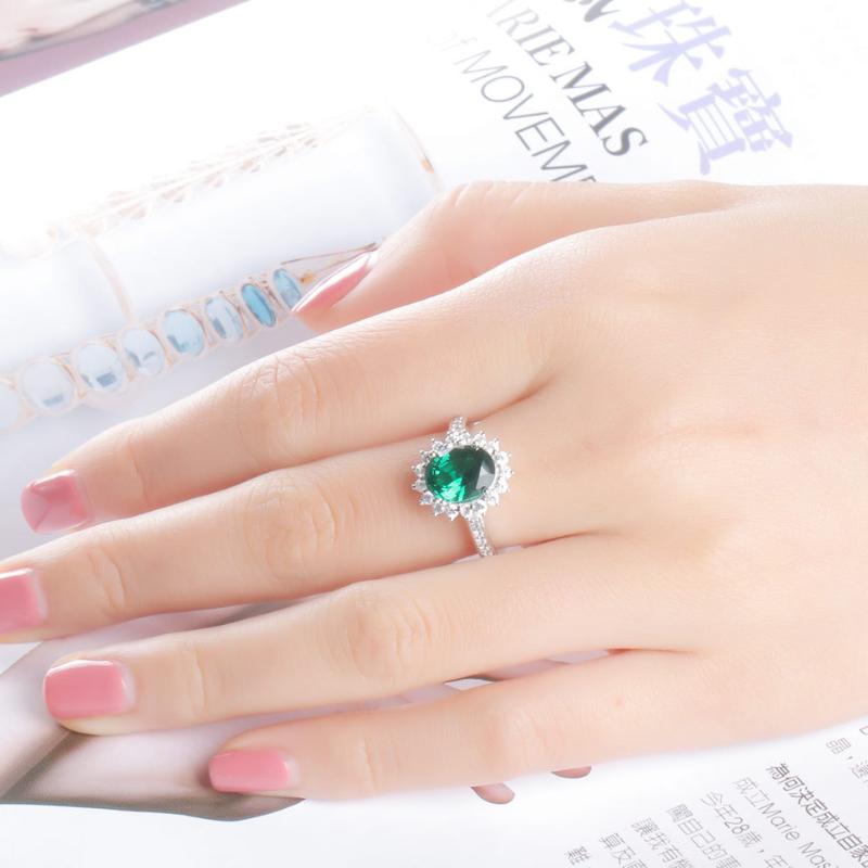 Gica Gema 925 Sterling Silver Style Green Luxury Personalized Rings Women's Fashion High Grade Exquisite Jewelry Gifts