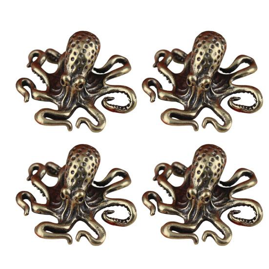 1/2/3/4 шт. Латунная фигурка осьминога Металлическая резьба Статуэтка осьминога Скульптура морского животного Украшение фэн-шуй Настольное украшение для дома и офиса