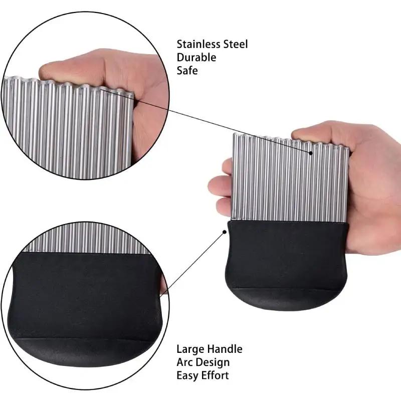 Лезвие для фигурной резки, Нож для вафельной резки картофеля, Нержавеющая сталь, Овощной нож для нарезки волнами, Слайсер для картофеля фри для моркови, лука