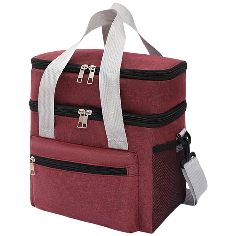 Многофункциональная двухслойная сумка-холодильник для женщин и мужчин, большая вместительная коробка для завтрака для путешествий и пикника с плечевым ремнем