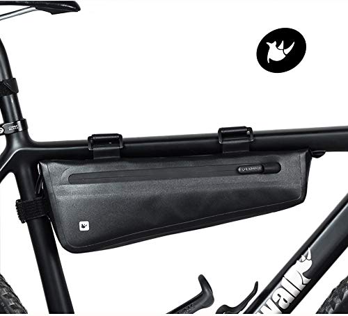 Rhinowalk Bicycle Top Tube Bag, Front Bag, Frame Bag, Saddle Bag, Waterproof, Lightweight, Large Capacity Storage Accessory, Black
