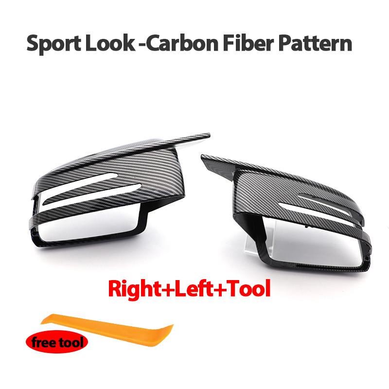 Крышка зеркала с узором из углеродного волокна, черная накладка на зеркало для Mercedes-Benz C W204 E W212 W176 W246 CLS C218 GLA