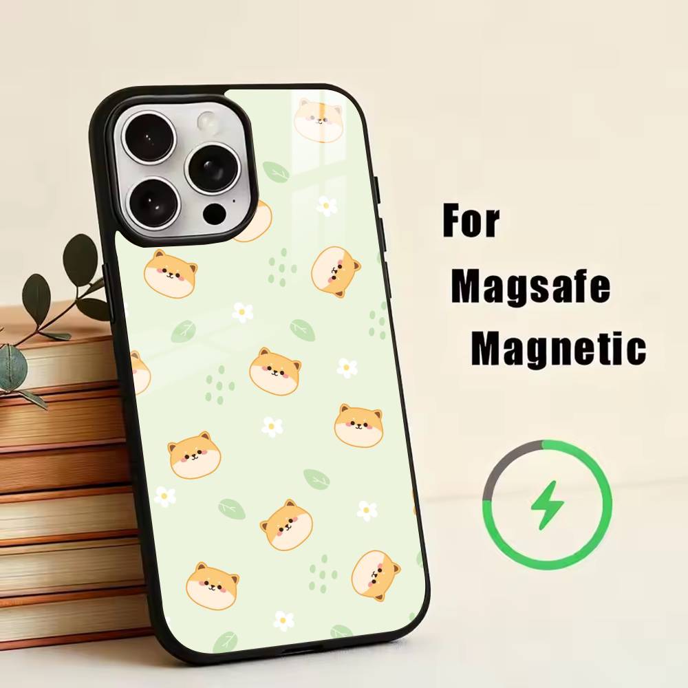 Cute Dog Shiba Inu Phone Case For iPhone17,16,15,14,13,12,11 Plus,Pro Magnetic For Magsafe Wireless Charging