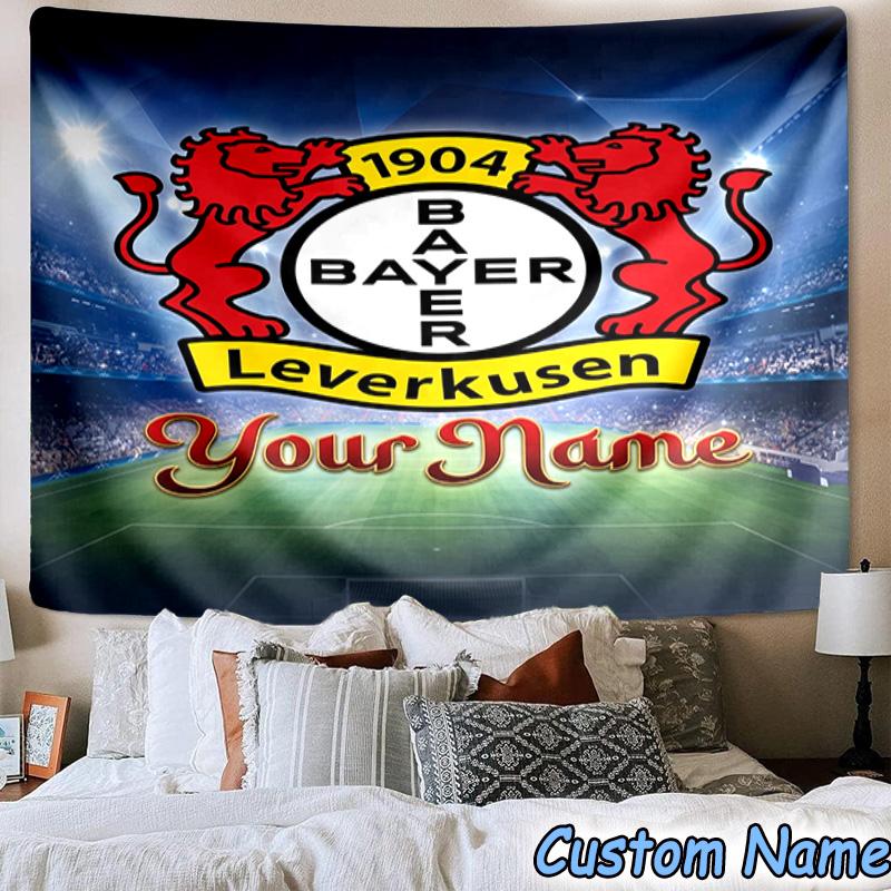 Custom Name Bayer Leverkusen Crest Printed Tapestry, for Bedroom,Livingroom, dormitory, Large Wall Decor, Fabric Decor Fan Birthday Gifts