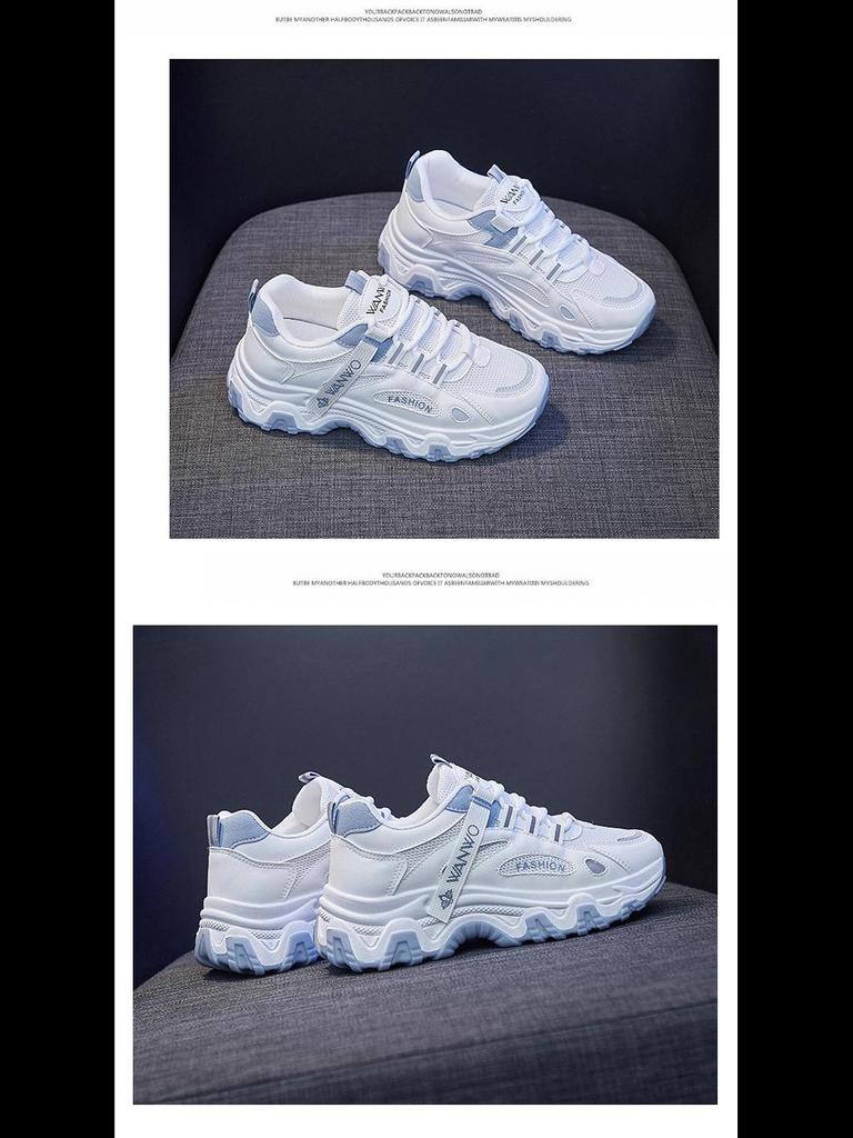 Женские кроссовки на платформе в корейском стиле 2024: Модные весенние спортивные повседневные туфли Q7811