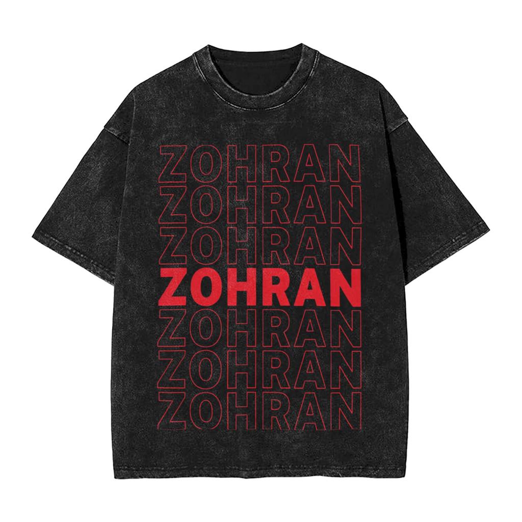 Zohran Washed TShirt Men Aesthetic Casual T Shirts Summer O Neck Novelty Tees Printed Oversized Clothes