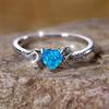 Romantic Love Heart Cute Moon Ring Blue Fire Opal Stone Engagement Rings For Women Trendy  Color Wedding Band Jewelry Gift