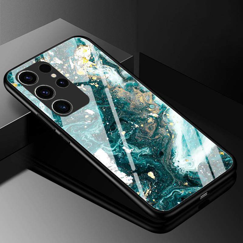 Мраморный чехол из закаленного стекла для Samsung Galaxy S23 Ultra 5G, модная стеклянная задняя крышка для Samsung S23 Plus / S23 Ultra