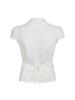 Solid Shirring Button Up Turn Down Collar Short Sleeve White Shirts Women Simple Casual Summer Clothes