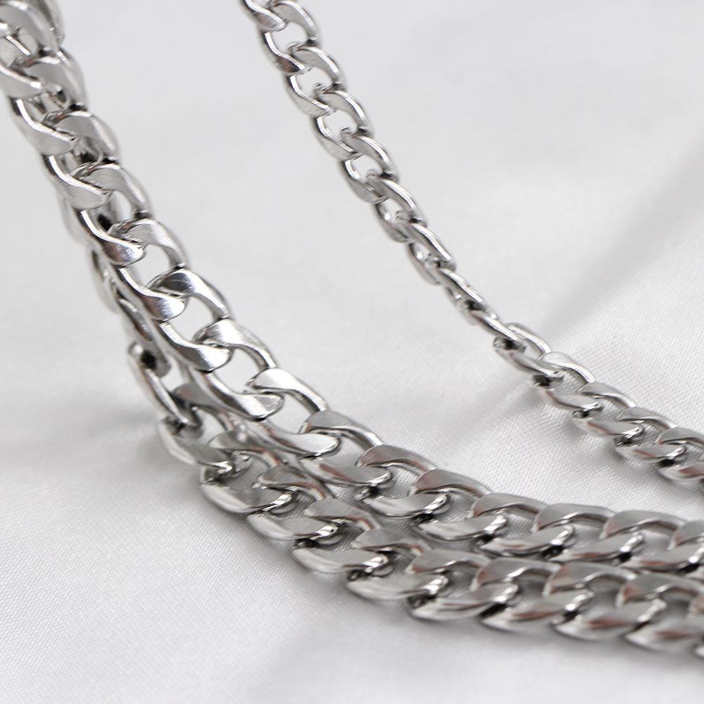 Stainless Steel Hip-Hop Cuban Chain, 3-10mm, Unisex Titanium Steel Sweater Chain