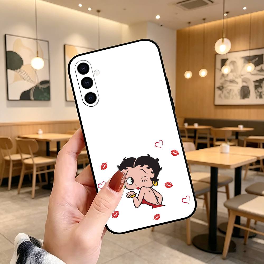 Classic Character Anime B-Bettys Boops Phone Case Black Silicone Soft For Samsung Galaxy A73,A72,A71,A70,A53,A52,A51