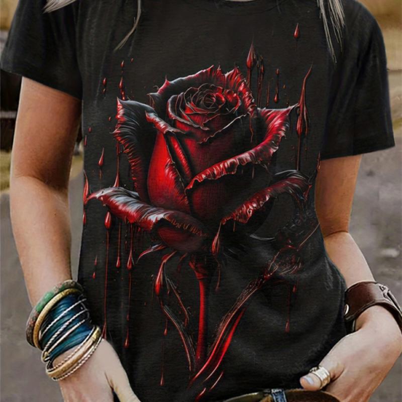 Women's T Shirts Fashion Short Sleeve Top For Women 3d Safflower Pattern T-shirt Y2k Women Blouse Oversized Tees Female Clothing