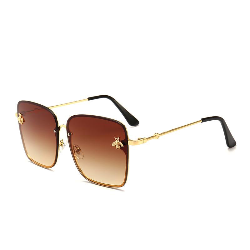 New European and American sunglasses women's European and American personalized metal box little bee sunglasses men's sunglasses tide