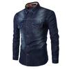 Men's Casual Fashion Slim Fit Denim Cotton Long Sleeve Shirt Top Blouse