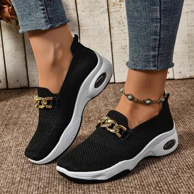 Мода 2024 года, женская обувь, слипоны, женская обувь из вулканизированной стали, модная металлическая отделка, новые дышащие однотонные повседневные туфли больших размеров