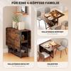 Folding Dining Table in Industrial Design, for up to 4 People, Open Shelves, Flexible, Metal, Chipboard, Brown