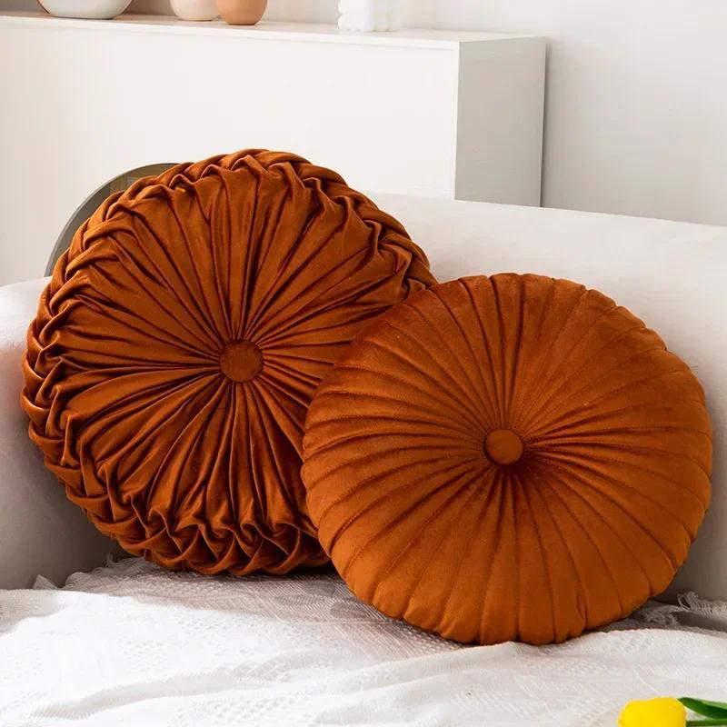 Nordic Ins Pumpkin Pillow Round Pillow Pink Seat Cushion Waist Pillow Living Room Sofa Homestay Decoration Wheels PuTuan