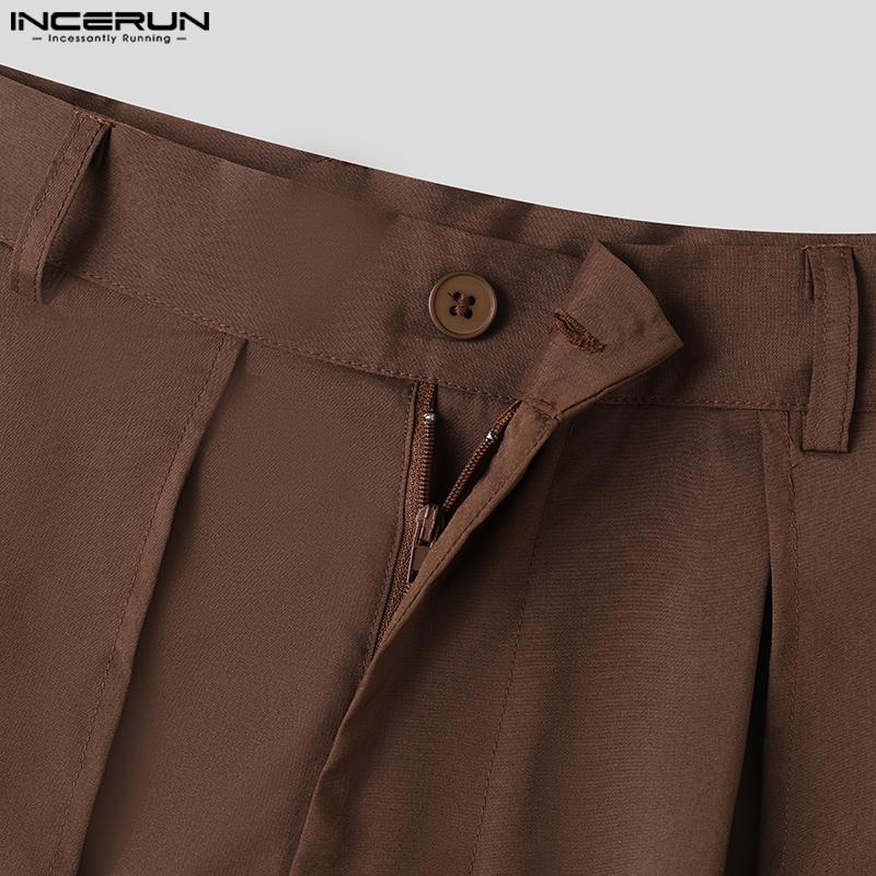 INCERUN Мужские повседневные однотонные брюки хакама с высокой талией нестандартной формы