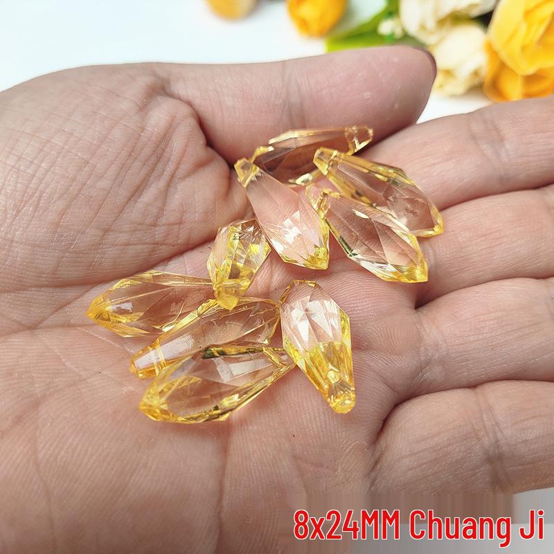 Crystal Pillar Lampshade Beaded Curtain Accessories - 8x24MM Water Drop Transparent Acrylic Loose Beads Pendants