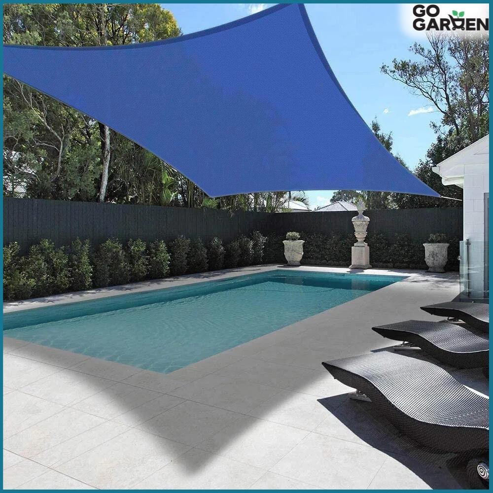 Sunshade sail for the garden, waterproof UV material, navy blue 3x5