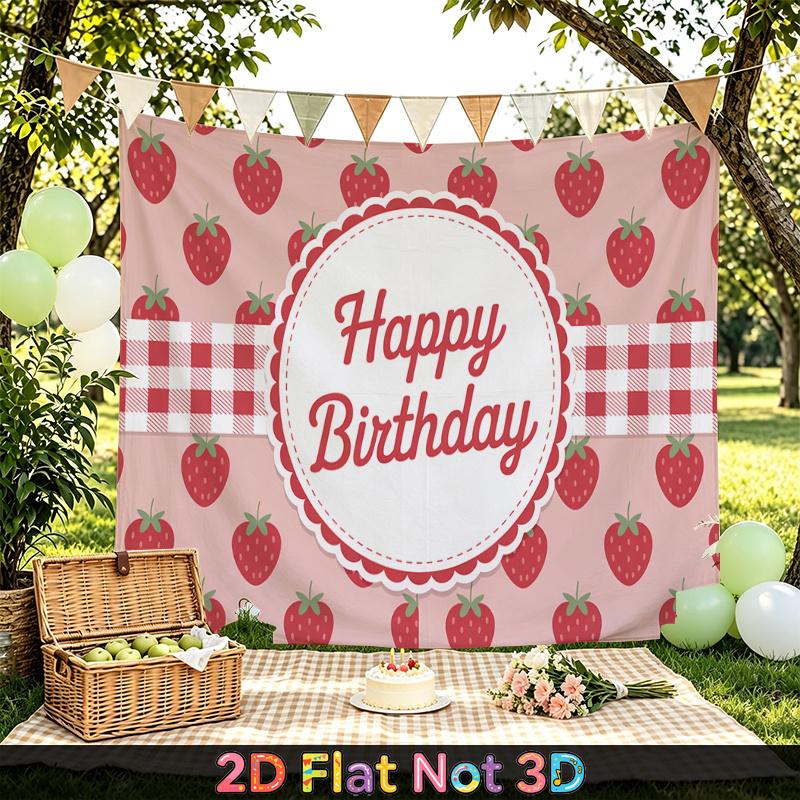 1pc Birthday & Wedding Strawberry Indoor/Outdoor Party Banner Red