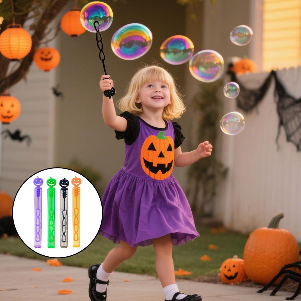 24 шт. Бутылочки с мыльными пузырями на Хэллоуин Подарки-игрушки для детей на «Сладость или гадость» Сувениры для вечеринки Дизайн с тыквой и привидением Пустой тюбик-палочка Без воды