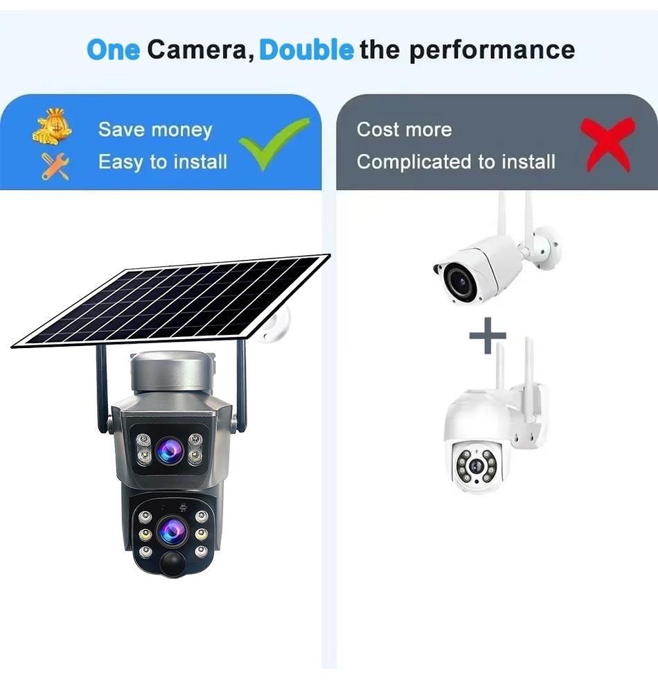 V380 Уличная 360° HD Беспроводная 4G Камера Безопасности с Питанием от Солнечной Батареи Бинокль