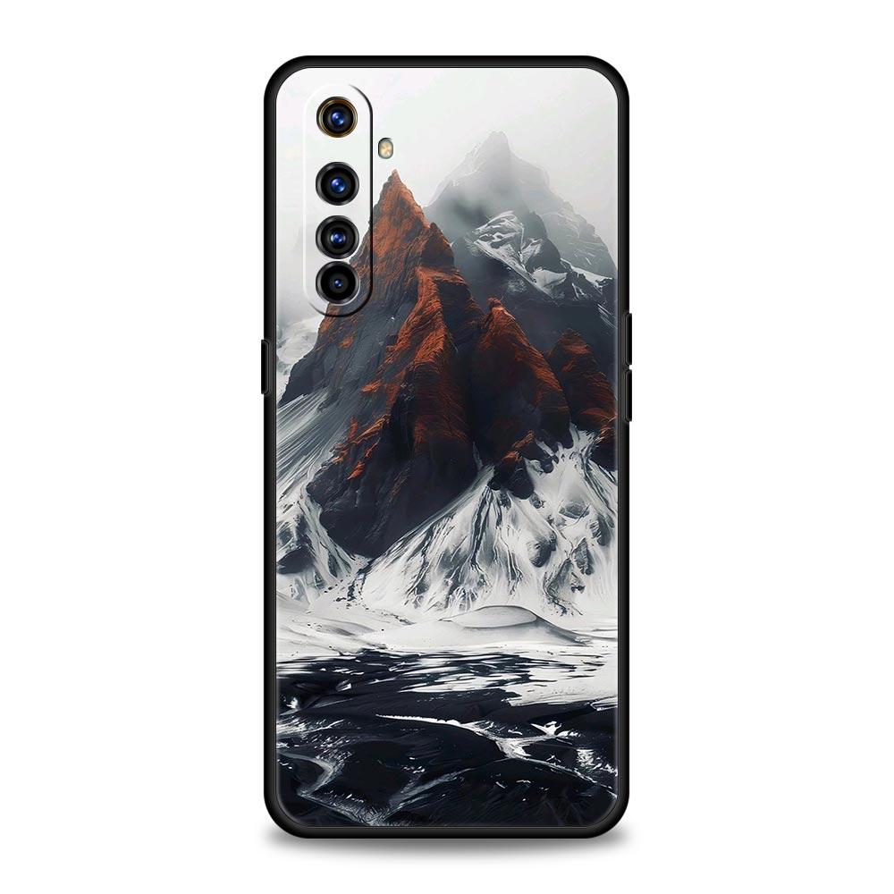 Черный Чехол Горная Вершина Для Realme C67 C63 C55 C53 C35 C25 C21 GT 2 3 5 6 10 11 12 13 Pro Plus 5G Мягкий ТПУ Чехол Для Телефона Fundas