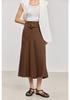 LILY Retro Slant Cut Brown Half length Skirt for Women