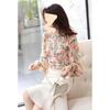 Women's Floral Chiffon Long Sleeve Blouse - 2024 Autumn Loose Fit, Plus Size, Trendy Fashion Style