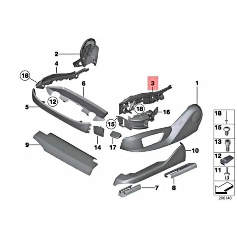 Car Seat Side Bracket Cover Seat Outer Support Trim For BMW 5 Series 7 Series 52107317458 52107317459 Accessories