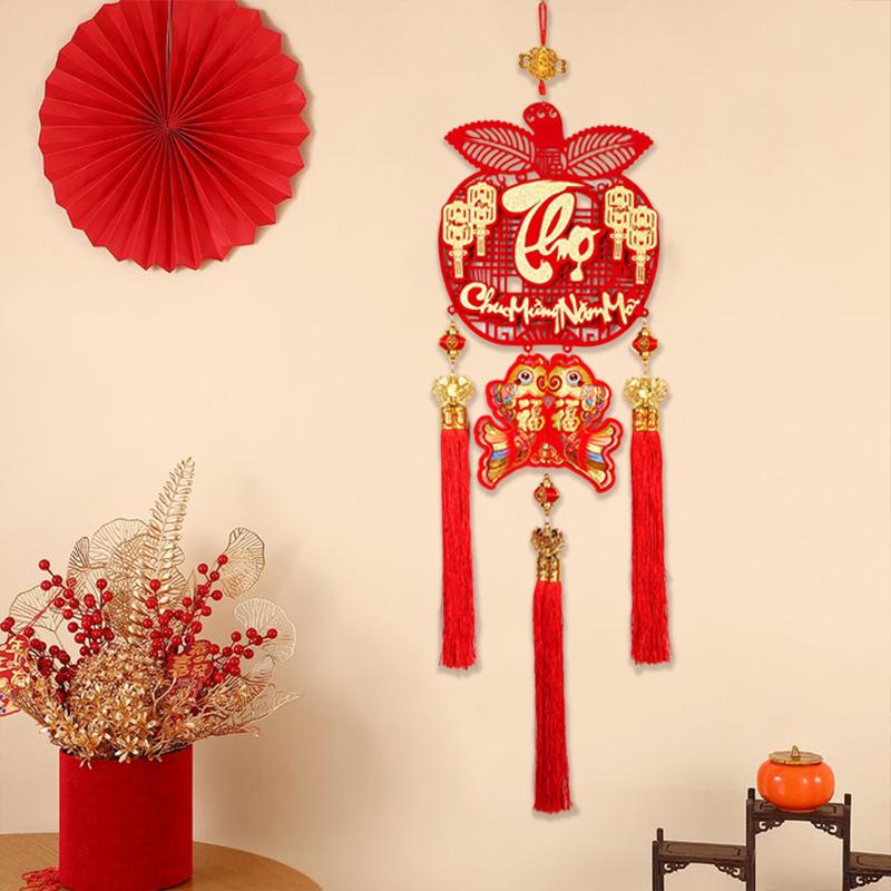 1PC Tassel Pendant 2025 Non Woven Hangings Traditional Vietnamese Fu Character Pendant Spring Festival 26X95CM
