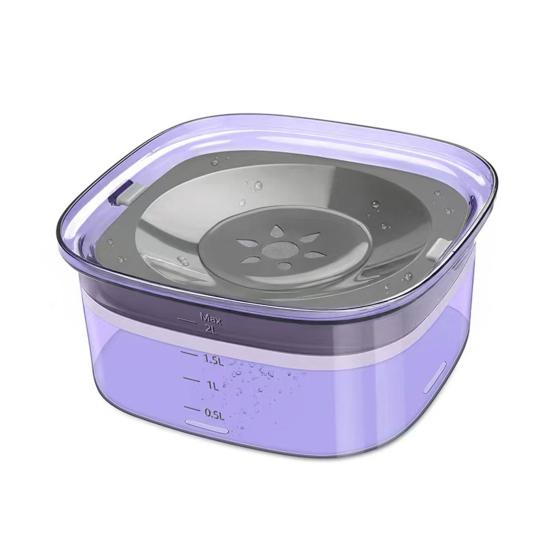 Pet Water Bowl No Spill 2L Spill Proof Clear Dog Water Bowl Anti Splash No Mess Cat Water Dispenser for Sloppy Messy Drinkers