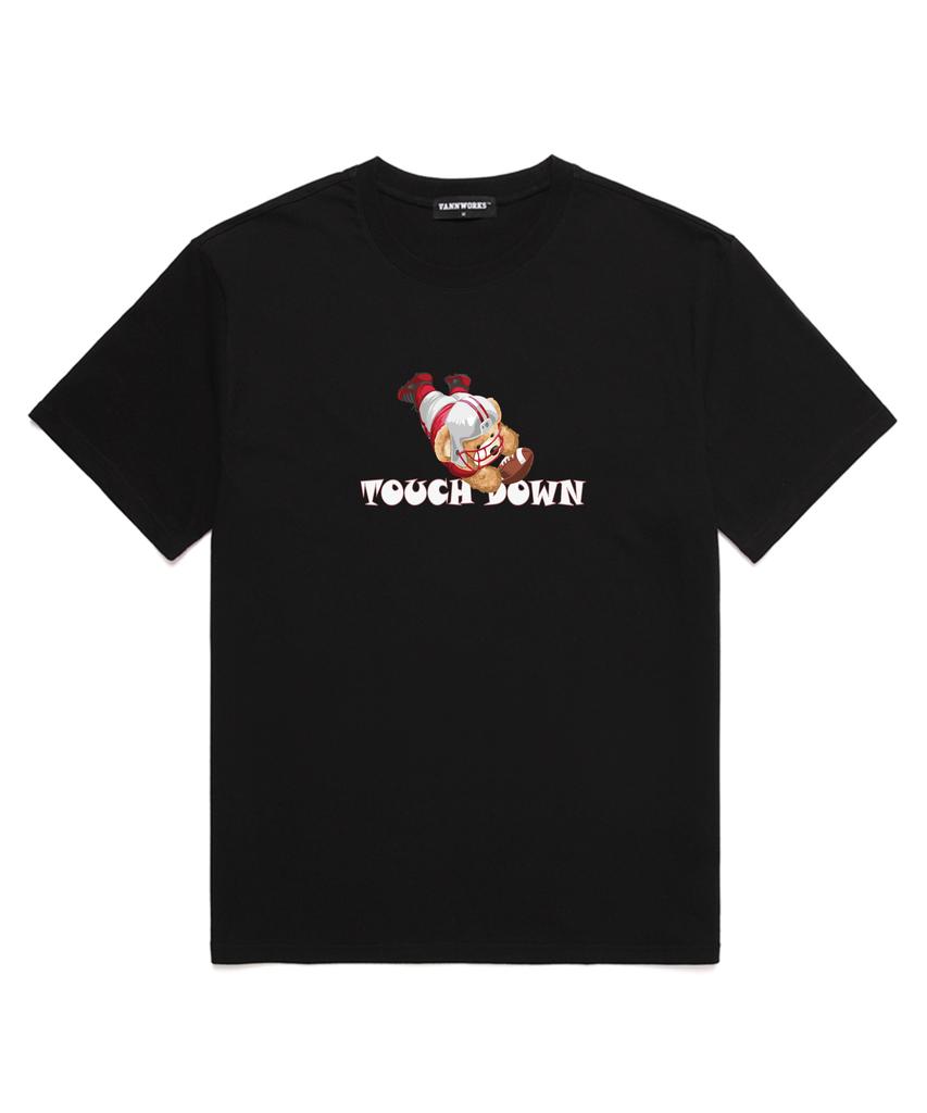 VANNWORKS Touch Down Bear Oversized Short Sleeve T-Shirt (Vndts232) Black