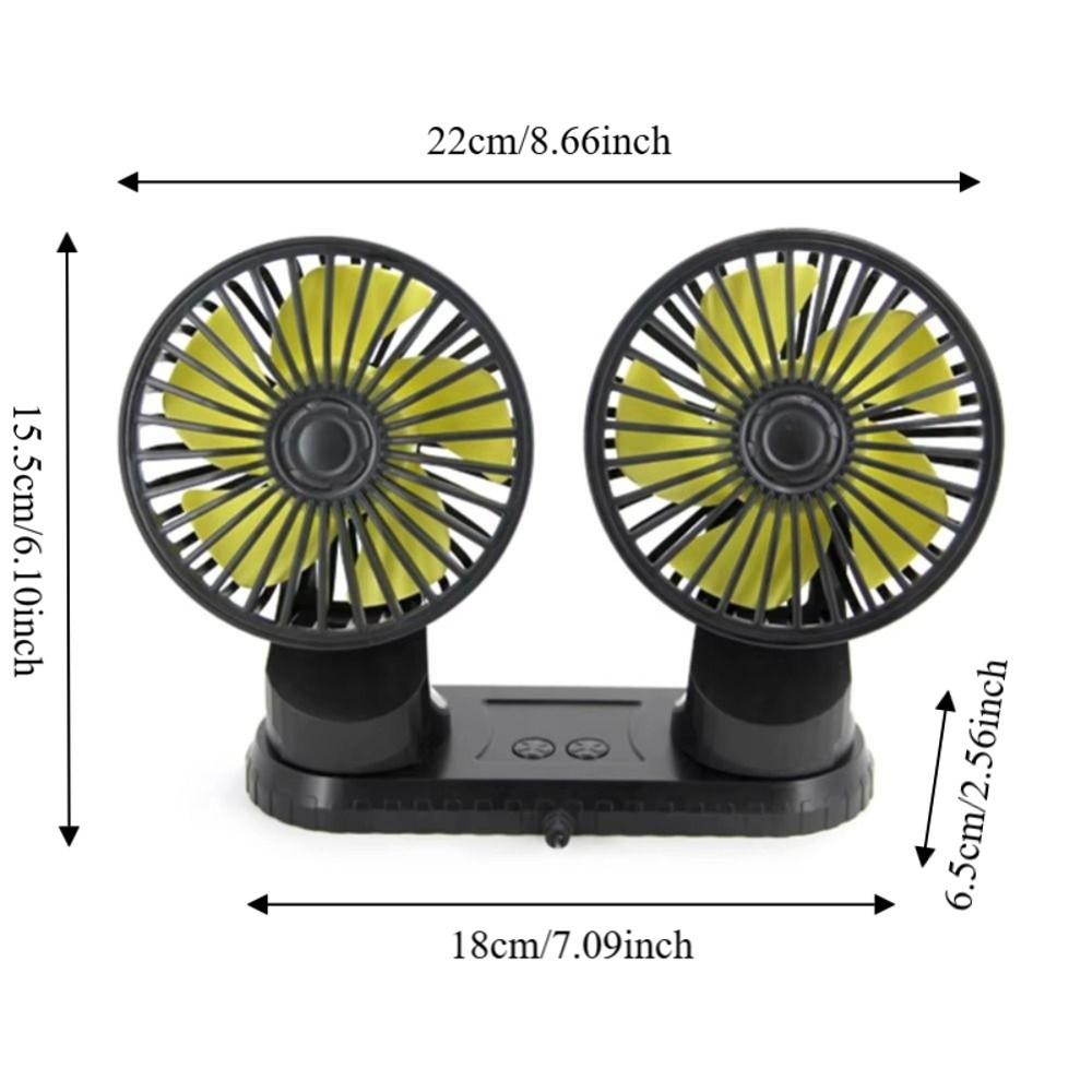 Low Noise Universal Cooling Fan 360° Rotatable Dashboard Air Circulator Fan Dual Head Fan Desktop