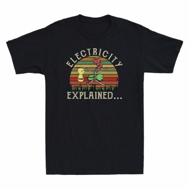 Unisexs T Retro Black Volt Ampe Shirt Ohm Explained Vintage Electricity Tee Cotton